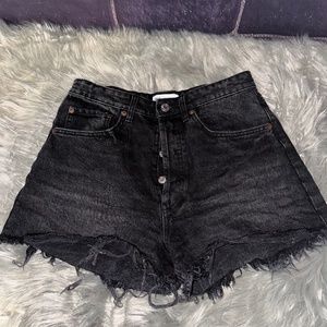 Size 6 Black Zara Distressed Shorts